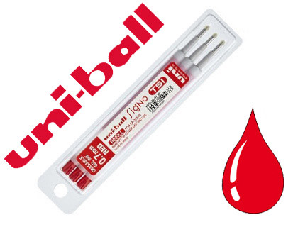 RECHARGE UNIBALL ROLLER SIGNO TSI ENCRE GEL EFFAABLE POINTE MOYENNE TRAC 0.7MM COLORIS ROUGE SET 3 UNITS