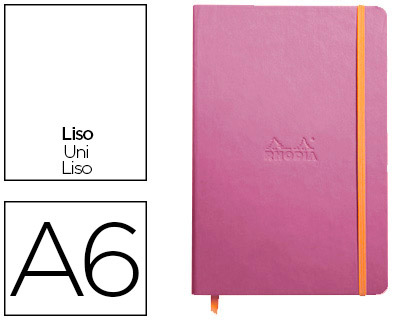 CARNET RHODIA WEBNOTEBOOK A6 9X14CM COUVERTURE SIMILI CUIR LILAS 192 PAGES 90G UNI ÉLASTIQUE MARQUE-PAGE ORANGE