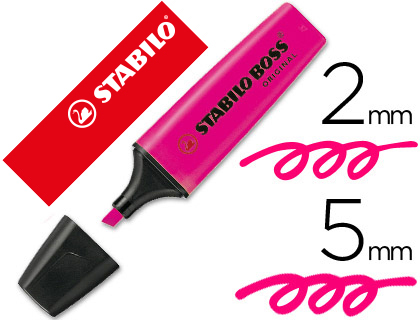 SURLIGNEUR STABILO BOSS TRACÉ 2/5MM POINTE BISEAUTÉE ENCRE UNIVERSELLE BASE EAU RÉSISTANTE LUMIÈRE COLORIS ROSE