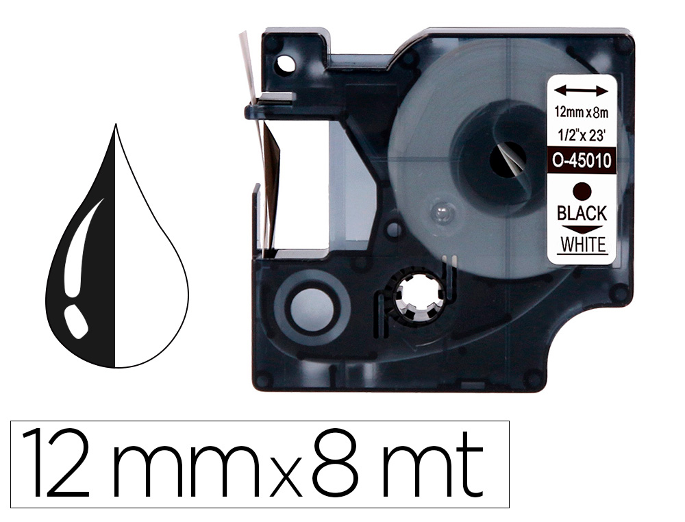 RUBAN TITREUSE Q-CONNECT MK-221 BLANC-NOIR 9MM X 8 MT  COMPATIBLE BROTHER