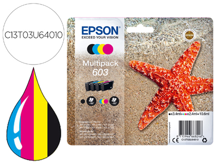 CARTOUCHE ENCRE EPSON  603 XP-2100 / 3100 / 4100 /       WF-2810 / 2830 / 2835 / 2850  PACK COULEUR NOIR JAUNE CYAN
