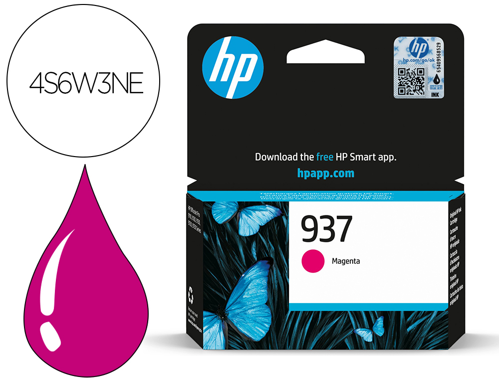 CARTOUCHE HP JET D'ENCRE ORIGINAL 937 4S6W3NE 800      PAGES COLORIS MAGENTA