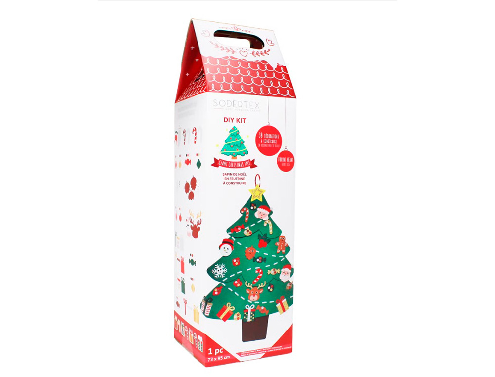 SAPIN DE NO L SODERTEX G ANT EN FEUTRINE AVEC ACCESSOIRES    SCRATCHER  - 95 X 77 CM - 1 PC - COLORIS ASSORTIS