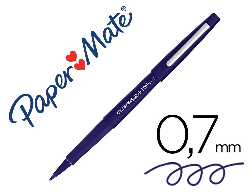 FEUTRE ECRITURE PAPER MATE FLAIR POINTE MOYENNE 0,7MM    ENCRE BLEU MARINE
