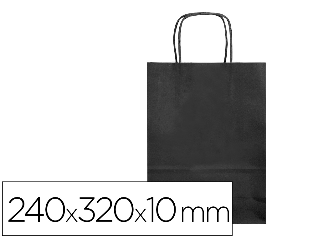 SAC PAPIER Q-CONNECT CELLULOSE S ANSE TORSADEE     240X320X10MM COLORIS NOIR