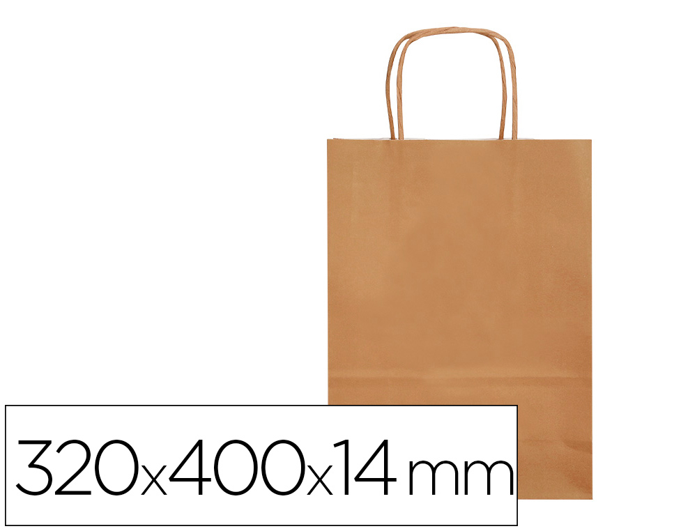 SAC PAPIER Q-CONNECT CELLULOSE NATUREL L ANSE      TORSADEE 320X400X14MM