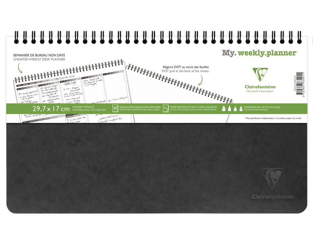 CAHIER CLAIREFONTAINE MY WEEKLY PLANNER AGE BAG        RELIURE INTEGRALE 297X170MM   120P DETACHABLES REGLURE