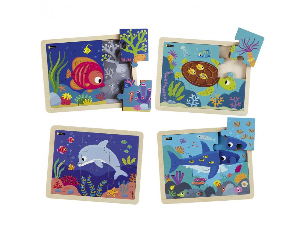 PUZZLES NATHAN LES ANIMAUX DE LA MER LOT DE 4 PUZZLES