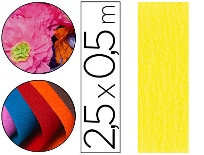 PAPIER CRÉPON CLAIREFONTAINE DENSITÉ CRÊPAGE 60% 40G/M2 50CMX2.5M UNICOLORE JAUNE CITRON POCHETTE 10F