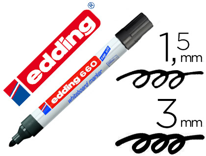 MARQUEUR EDDING E660 TABLEAU BLANC RECHARGEABLE POINTE OGIVE TRACÉ 1.5/3MM ENCRE CAP-OFF PIGMENTÉE NON TOXIQUE NOIR