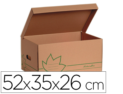 CAISSE CARTON NATURE LINE 520X350X260MM INDEXATION 3 FACES COUVERCLE RECYCLÉ RECYCLABLE EMPILABLE