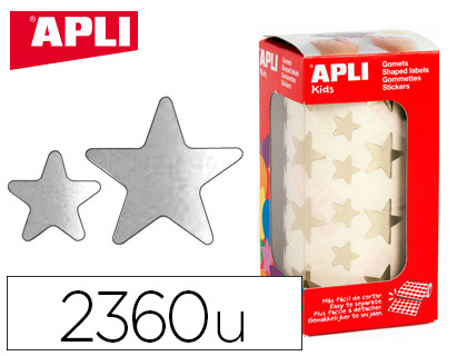GOMMETTE MÉTALLISÉE APLI AGIPA ÉTOILE COLORIS ARGENT ROULEAU 2360 UNITÉS