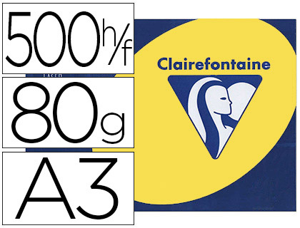 PAPIER COULEUR CLAIREFONTAINE TROPHÉE MULTIFONCTION A3 80G/M2 COULEURS INTENSES JAUNE SOLEIL PAQUET 500 FEUILLES