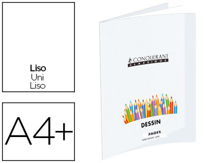 CAHIER PIQU CONQURANT CLASSIQUE COUVERTURE POLYPROPYLNE RIGIDE TRANSPARENTE A4+ 24X32CM 96 PAGES 90G UNI INCOLORE