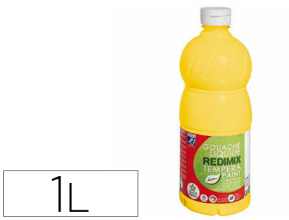 GOUACHE LEFRANC BOURGEOIS LIQUIDE REDIMIX NON TOXIQUE FLUIDE COUVRANTE PRÊTE À L'EMPLOI JAUNE PRIMAIRE FLACON 1000ML