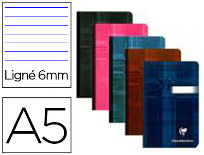 CARNET VOCABULAIRE CLAIREFONTAINE PAPIER VLIN VELOUT A5 14,8X21CM 64 PAGES 90G LIGN MARGE ROUGE 6 COLORIS ASSORTIS