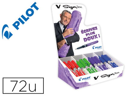STYLO-FEUTRE PILOT V SIGN PEN POINTE MOYENNE COLORIS ASSORTIS PRÉSENTOIR 72 UNITÉS
