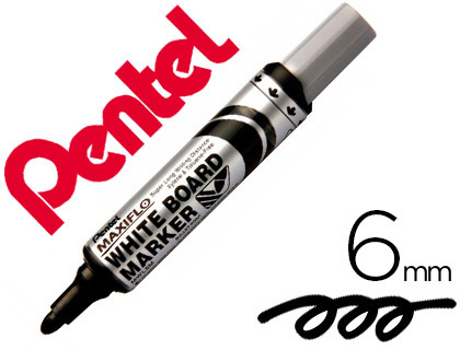 MARQUEUR PENTEL MAXIFLO EFFAÇABLE TABLEAU BLANC POINTE CONIQUE TRACÉ 2,1MM ÉCRITURE 1000M CORPS PLASTIQUE RECYCLÉ NOIR
