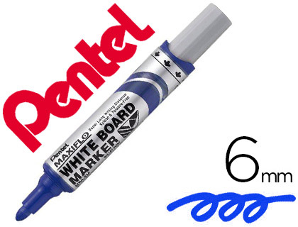 MARQUEUR PENTEL MAXIFLO EFFAÇABLE TABLEAU BLANC POINTE CONIQUE TRACÉ 2.1MM ÉCRITURE 1000M CORPS PLASTIQUE RECYCLÉ BLEU
