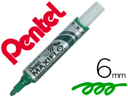 MARQUEUR PENTEL MAXIFLO EFFAÇABLE TABLEAU BLANC POINTE CONIQUE TRACÉ 2.1MM ÉCRITURE 1000M CORPS PLASTIQUE RECYCLÉ VERT