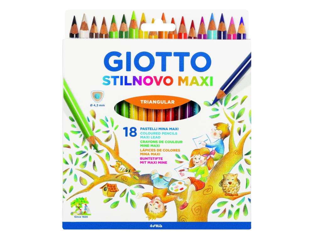 CRAYON COULEUR GIOTTO STILNOVO MAXI COLORIS         ASSORTIS ETUI 18 UNITES