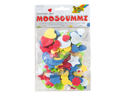 MOUSSE CAOUTCHOUC FOLIA DÉCOUPE FORMES COEURS ÉTOILES & LUNE PAPILLONS & FLEURS PAQUET DE 150 UNITÉS