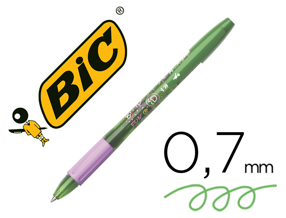 STYLO-BILLE BIC GELOCITY ILLUSION POINTE MOYENNE 0.7MM ENCRE GEL EFFAABLE ET RECHARGEABLE COLORIS VERT