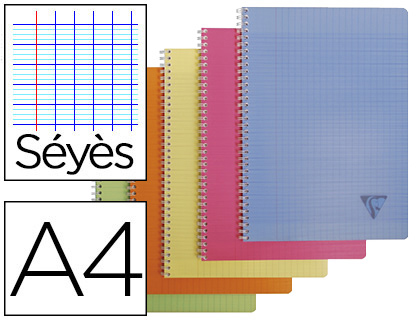 CAHIER CLAIREFONTAINE LINICOLOR RELIURE INTÉGRALE ASSORTIMENT FRESH A4 21X29,7CM 180 PAGES 90G SÉYÈS