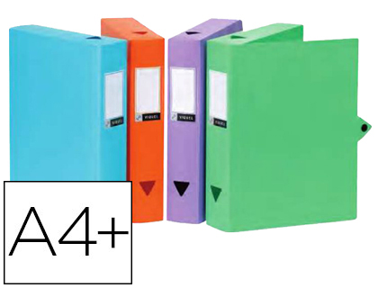 BOÎTE CLASSEMENT VIQUEL POLYPROPYLÈNE 8/10E DOS 40MM FERMETURE PATTE BOUTON PRESSION COLORIS ASSORTIS STYLE