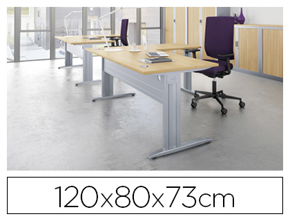 BUREAU EOL IDOL PIÈTEMENT ALUMINIUM 120X80CM DÉCOR CHÊNE CLAIR