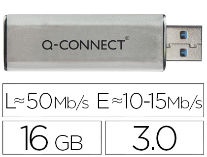 CLÉ USB Q-CONNECT 3.0 16GB LECTURE175MB/S ÉCRITURE 60MB/S    RÉTRACTABLE INTERFACE SUPERSPEED 3.0 COMPATIBLE USB 2.0