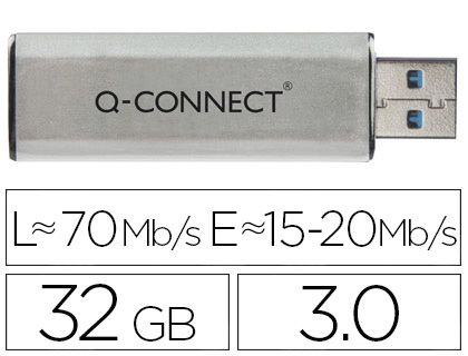CLÉ USB Q-CONNECT 3.0 32GB LECTURE175MB/S ÉCRITURE 60MB/S    RÉTRACTABLE INTERFACE SUPERSPEED 3.0 COMPATIBLE USB 2.0