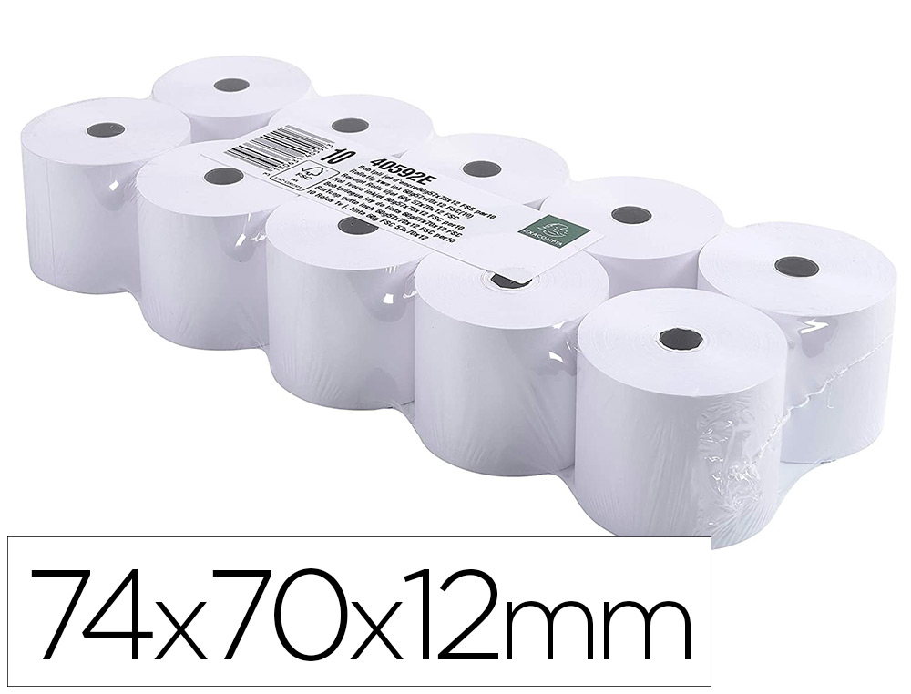 BOBINE EXACOMPTA CALCULATRICES PAPIER OFFSET EXTRA-BLANC 60G 1 PLI 74X70MM MANDRIN 12MM MÉTRAGE 40M LOT 10 ROULEAUX