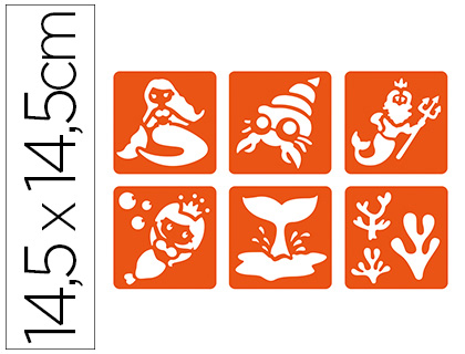 POCHOIR DTM THEME SIRENE LAVABLE 14,5X14,5CM LOT 6     UNITES