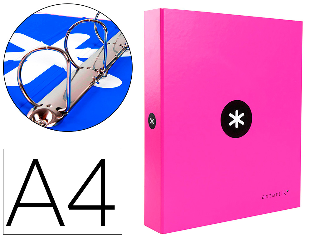 CLASSEUR ANTARTIK 4 ANNEAUX END 40MM A4+ CARTON REMBORD    COLORIS ROSE