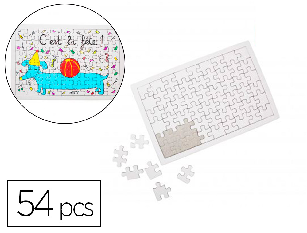 PUZZLE CARTON SODERTEX 900GM2 A CUSTOMISER AVEC TROTTOIR 54 PCS 160X240MM COLORIS BLANC   LOT DE 10