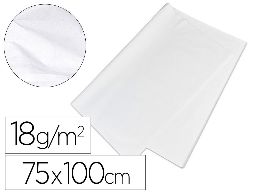 PAPIER DE SOIE ANTALIS 18G/M2 ULTRA-LGER DOUX VITE TOUT RISQUE DE RAYURE 75X100CM COLORIS BLANC 500 FEUILLES