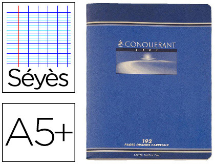 CAHIER PIQU CONQURANT SEPT COUVERTURE OFFSET A5+ 17X22CM 192 PAGES 70G SYS