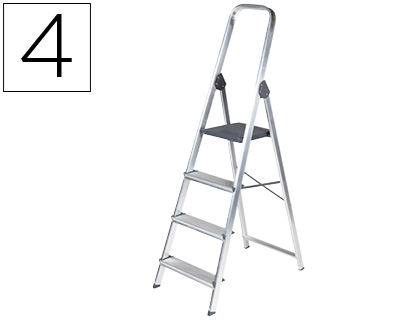 ESCABEAU Q-CONNECT ALUMINIUM 430X720X1490MM 4 MARCHES 3.2KG  POIDS MAXIMUM SUPPORTÉ 150KG