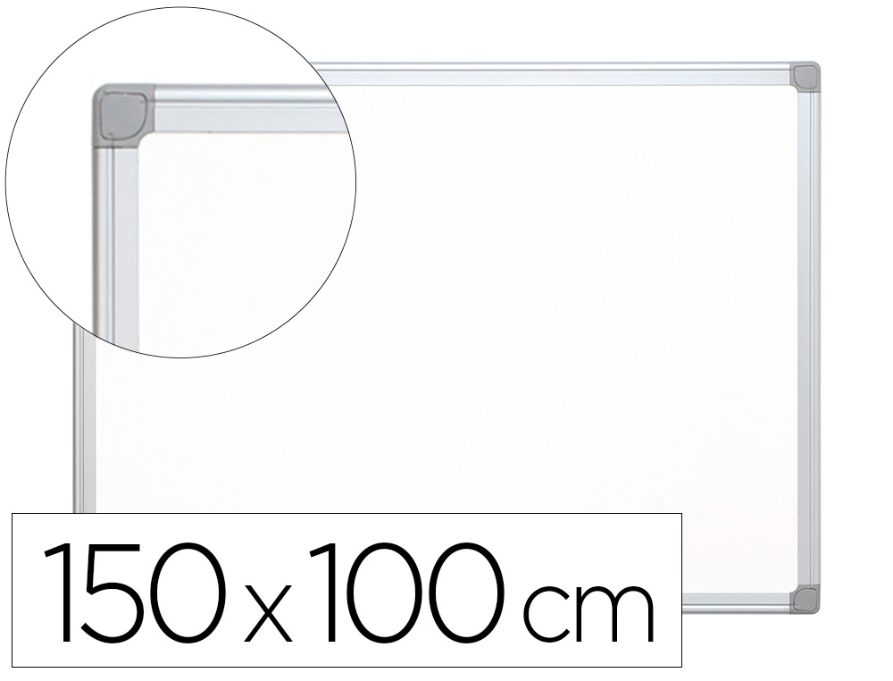 TABLEAU Q-CONNECT LAQUÉ MAGNÉTIQUE CADRE ALUMINIUM IDÉAL COLLÈGES BUREAUX INCLUS ACCESSOIRES FIXATION MUR 150X100CM