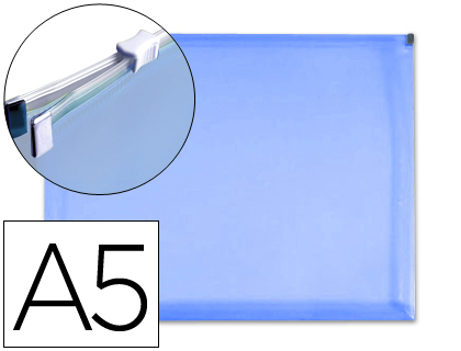 POCHETTE ENVELOPPE LIDERPAPEL POLYPROPYLÈNE 180 MICRONS A5 210X148MM FERMETURE ÉCLAIR A5 TRANSPARENT BLEU