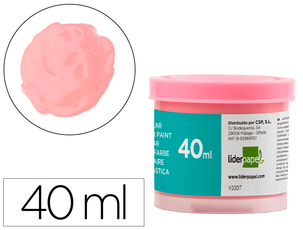 GOUACHE SCOLAIRE LIDERPAPEL COLORIS ROSE POT 40ML