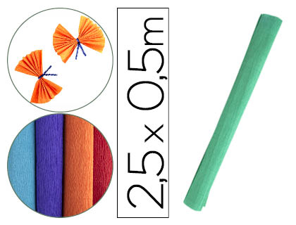 PAPIER CREPON LIDERPAPEL ROULEAU 50CMX2,5M 85GR        COLORIS VERT