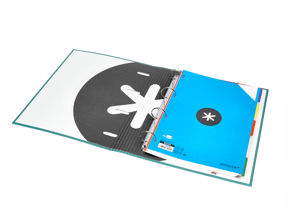 CLASSEUR ANTARTIK 4 ANNEAUX RONDS 40MM A4 CARTON REMBORDÉ FEUILLETS MOBILES Q5X5 COLORIS MENTHE