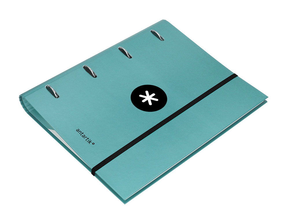 CLASSEUR ANTARTIK 4 ANNEAUX RONDS 40MM A4 CARTON REMBORDÉ FEUILLETS MOBILES Q5X5 COLORIS MENTHE