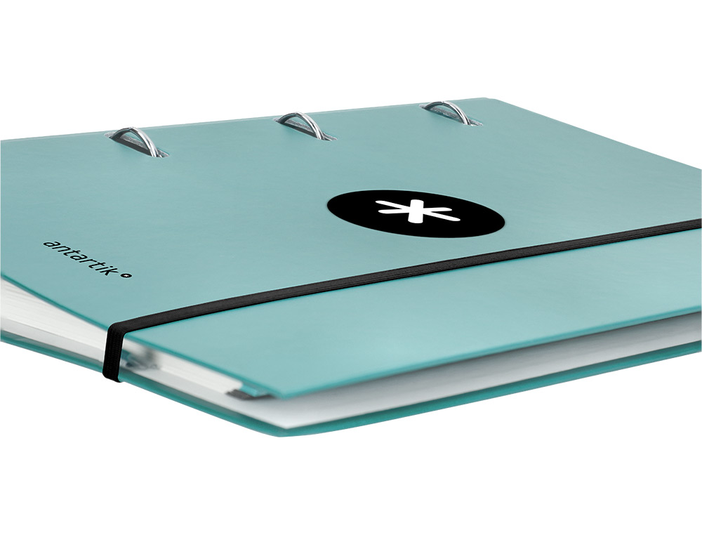 CLASSEUR ANTARTIK 4 ANNEAUX RONDS 40MM A4 CARTON REMBORDÉ FEUILLETS MOBILES Q5X5 COLORIS MENTHE