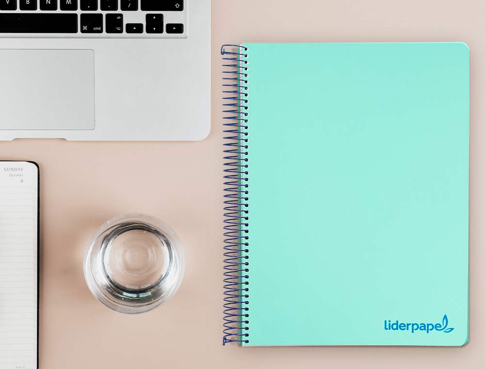 CAHIER SPIRALE LIDERPAPEL A4 MICRO WONDER 240 PAGES 90G 5X5MM 4 TROUS 5 BANDES COULEURS VERT