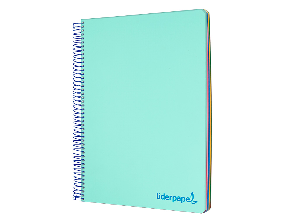 CAHIER SPIRALE LIDERPAPEL A4 MICRO WONDER 240 PAGES 90G 5X5MM 4 TROUS 5 BANDES COULEURS VERT