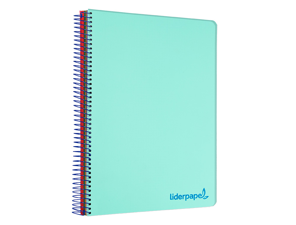 CAHIER SPIRALE LIDERPAPEL A4 MICRO WONDER 240 PAGES 90G 5X5MM 4 TROUS 5 BANDES COULEURS VERT