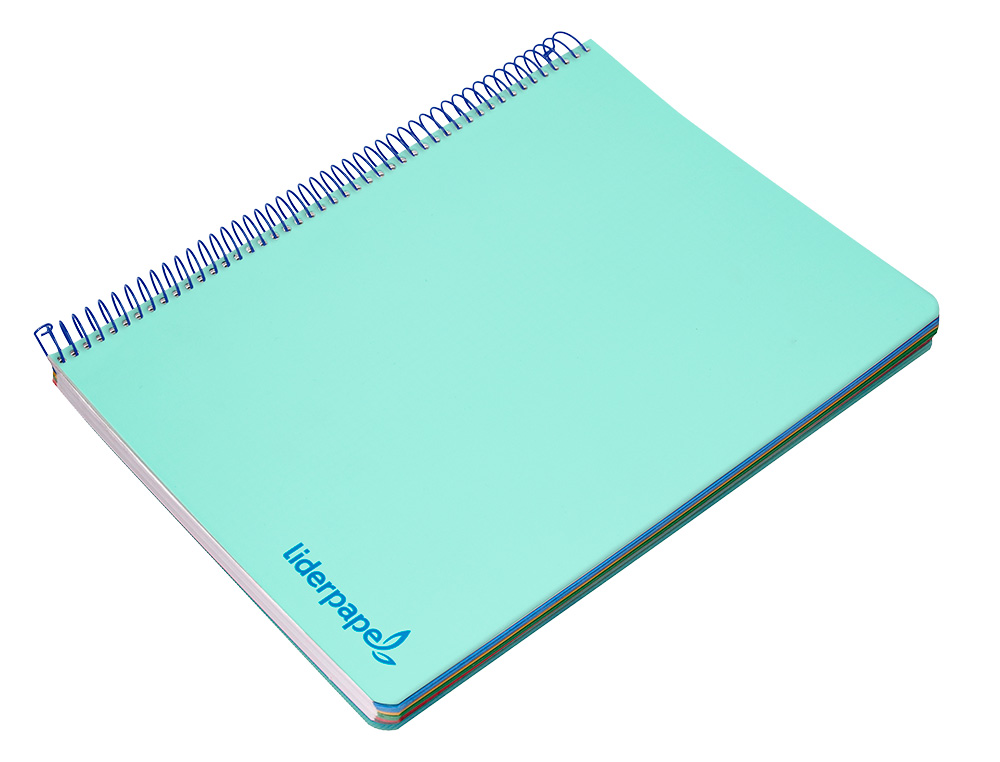 CAHIER SPIRALE LIDERPAPEL A4 MICRO WONDER 240 PAGES 90G 5X5MM 4 TROUS 5 BANDES COULEURS VERT